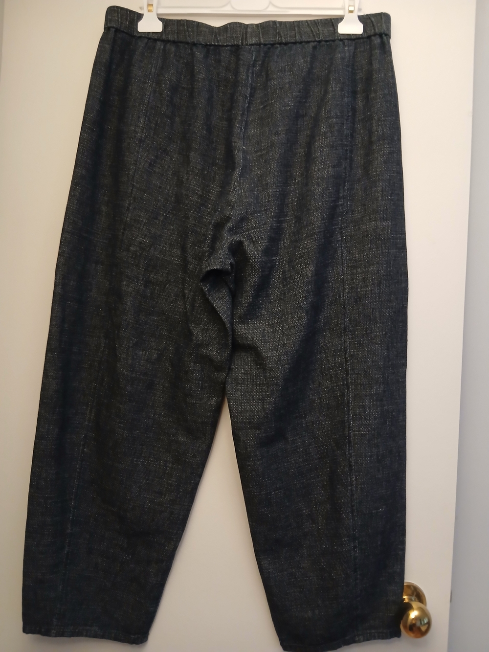 Eileen Fisher Dark Charcoal Elastic-Waist Linen-Blend Chinos - Picture 5 of 11